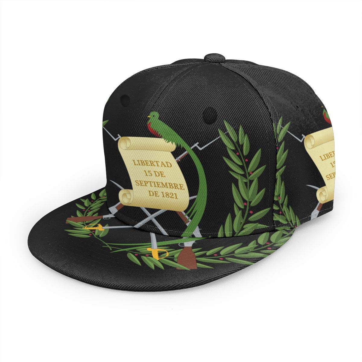 Guatemala Flag 3D Printed Unisex Baseball Cap - Snapback Flat Bill Hip Hop Hat in Black | Perfect for Sports, Streetwear & Patriotic Events