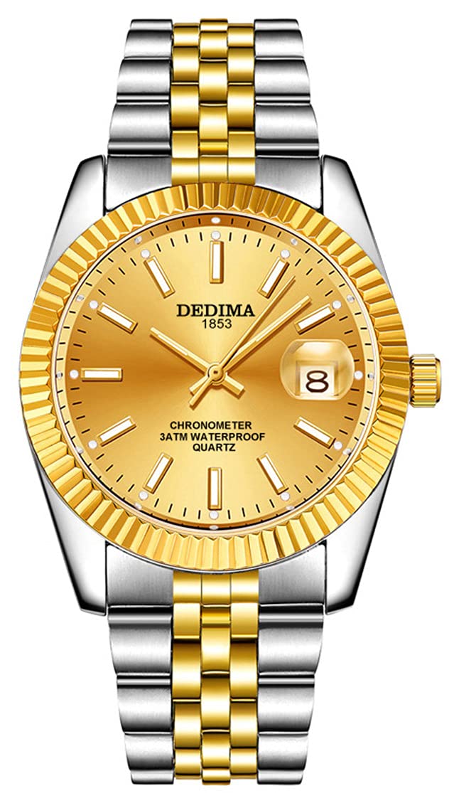 Men's Stainless Steel Waterproof Watch - Classic Analog Quartz for Business & Casual Wear