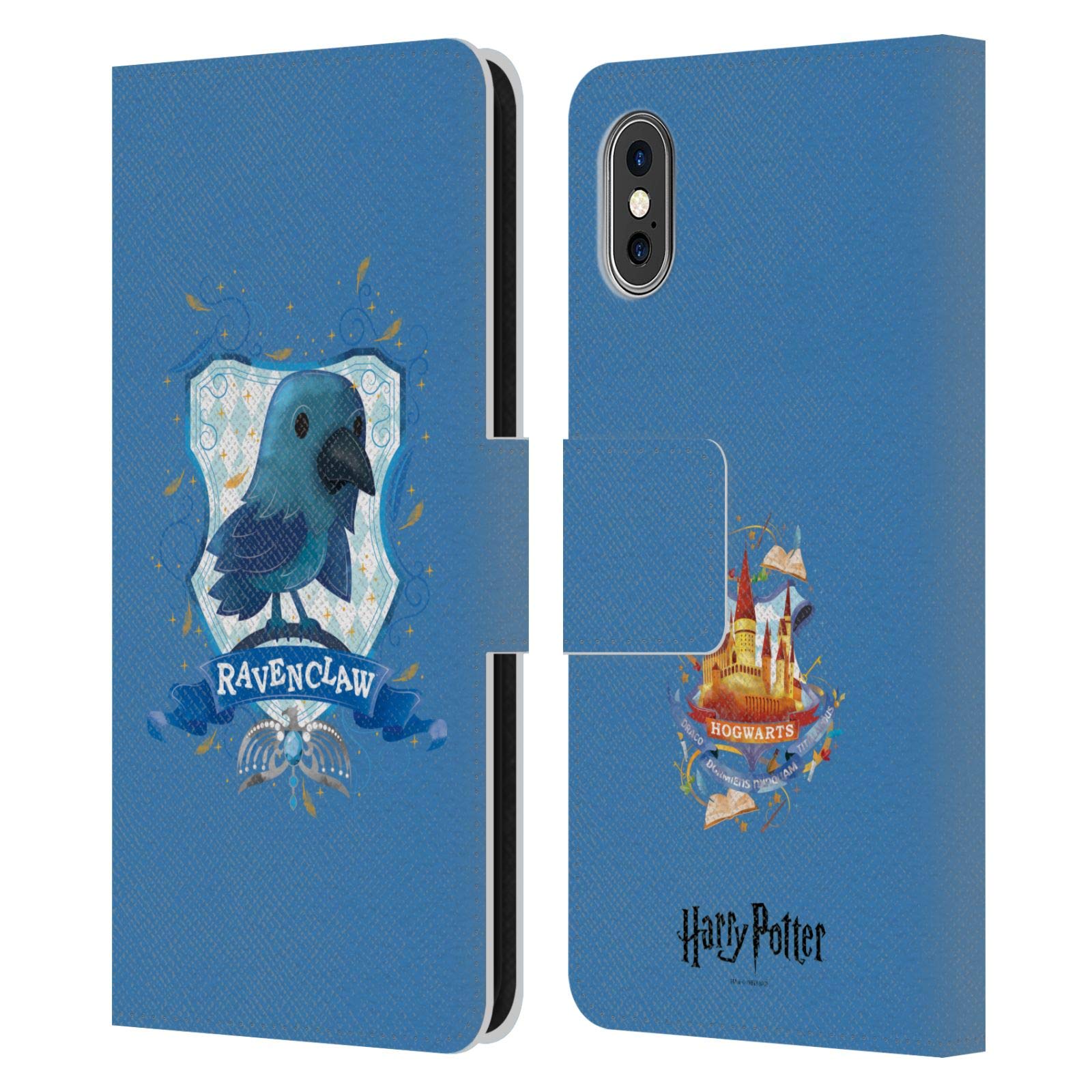 Official Harry Potter Ravenclaw Deathly Hallows II Leather Book Wallet Case for iPhone X/Xs - Licensed HP Accessory for Magic Fans & Book Lovers - Perfect for Cosplay, School, Work & Travel
