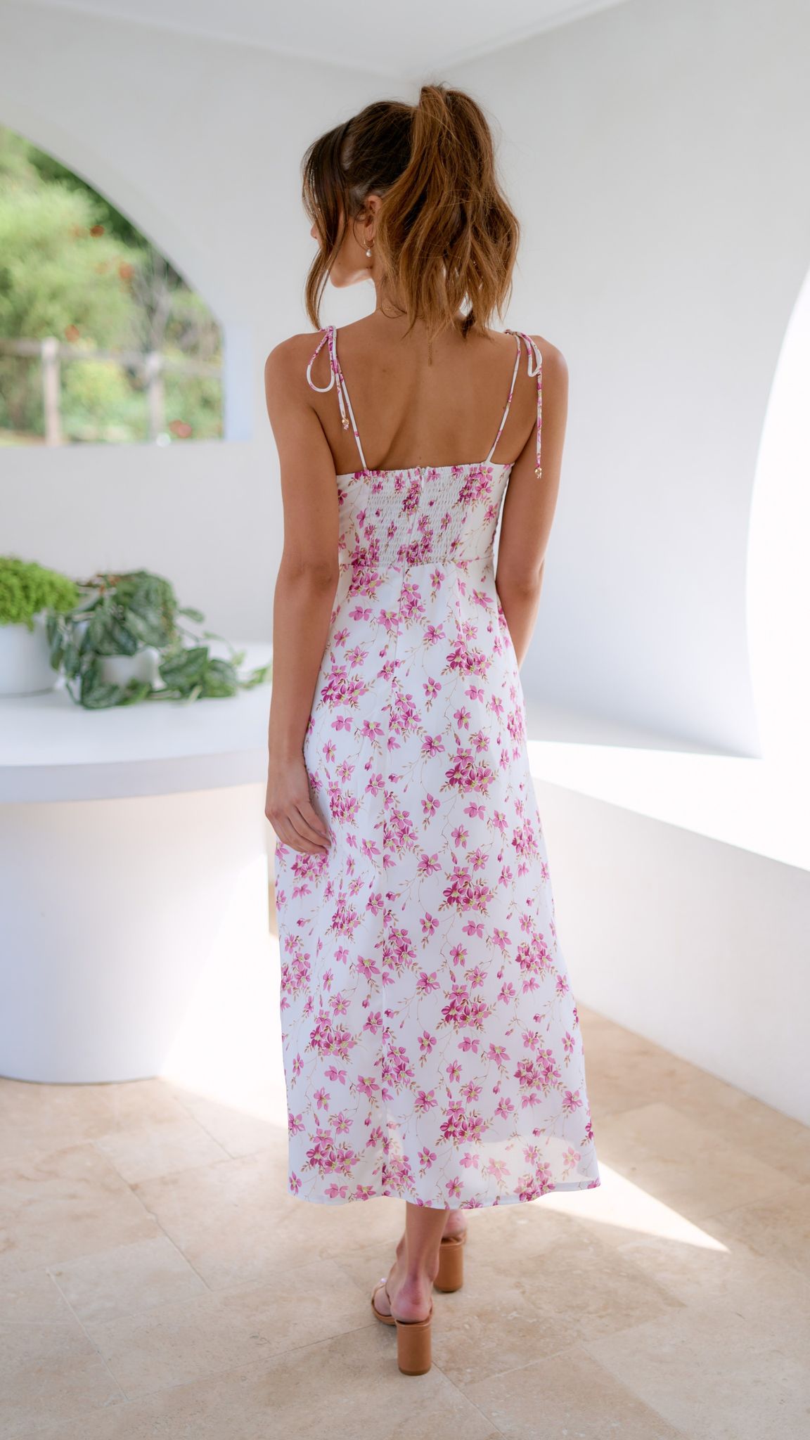 Laury Midi Dress - Floral Print Pink Summer Dress for Women | Casual & Party Wear | Perfect for Beach, Vacation and Date Nights
