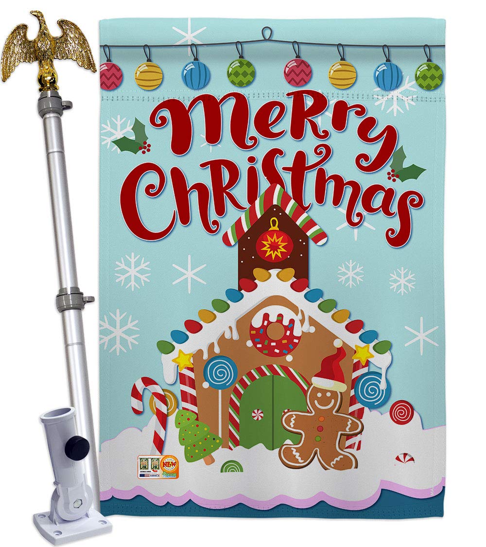 Gingerbread Christmas House Flag Set 28x40