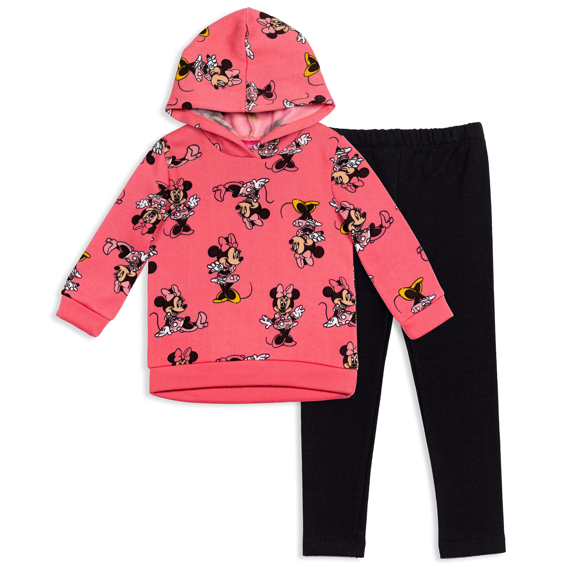 Disney Minnie Mouse Girls' Fleece Pullover Hoodie & Leggings Set - Cute Winter Outfit for Toddler & Kids Playtime, School & Family Photos