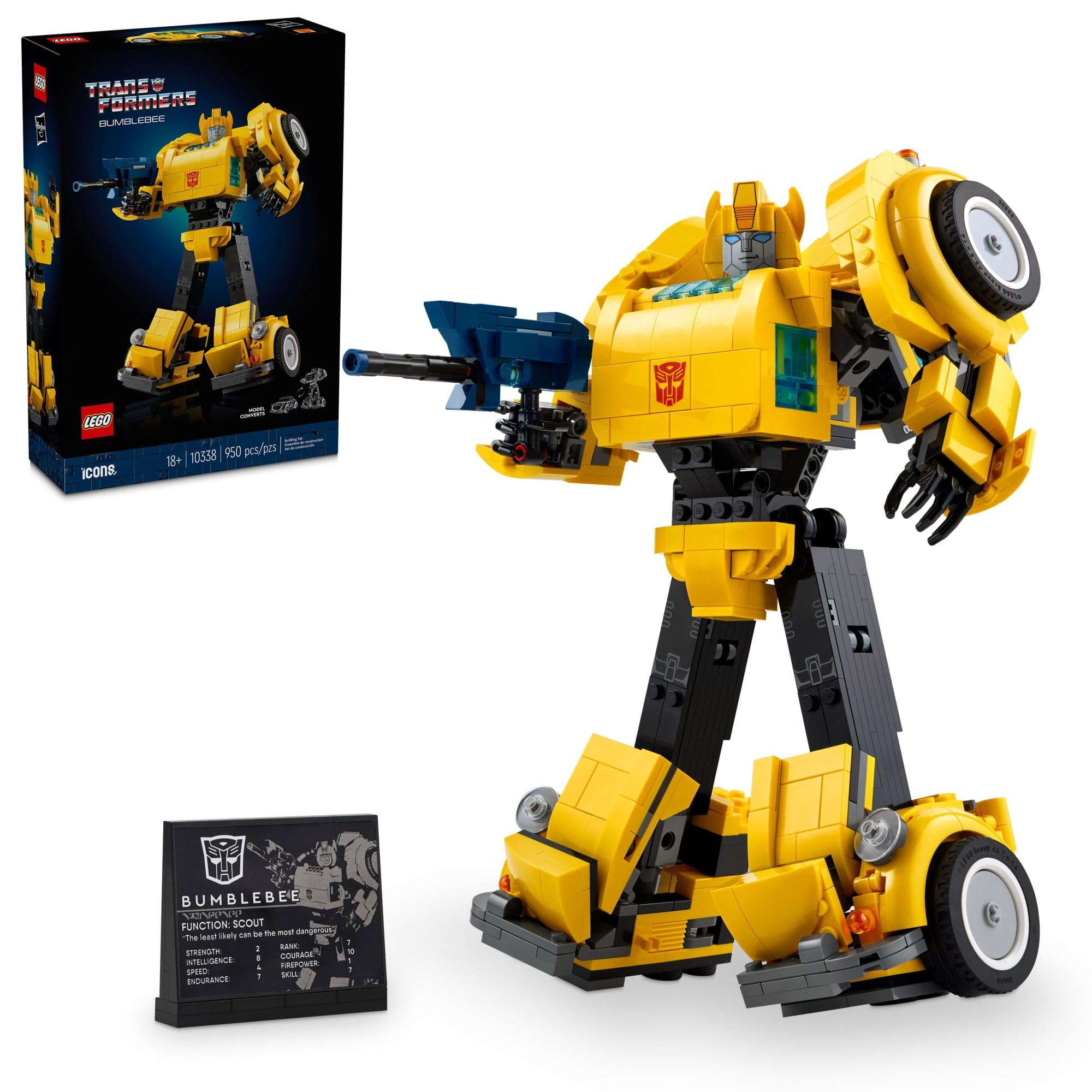LEGO Icons Transformers Bumblebee Action Figure - Collectible Robot Toy for Adults & Fans, Movie-Themed Building Set with Vehicle Conversion (10338) | Perfect Gift for Sci-Fi Lovers, Transformers Collectors & Model Enthusiasts | Display for Home Office, Game Room or Gift for Birthday & Holidays