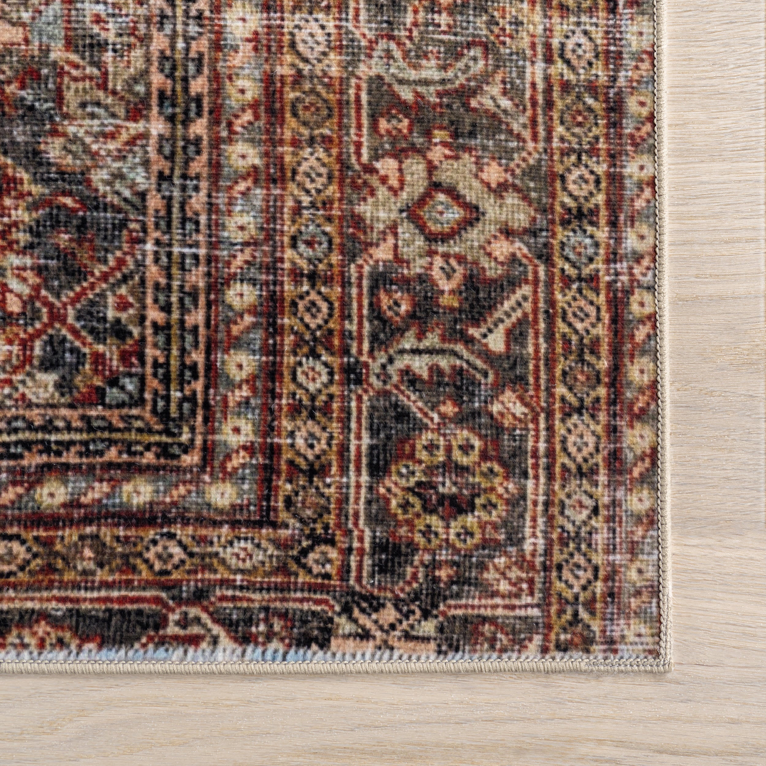 Dark Green Birch Medallion Washable Rug - Soft & Durable Indoor/Outdoor Area Rug for Living Room, Bedroom, or Patio