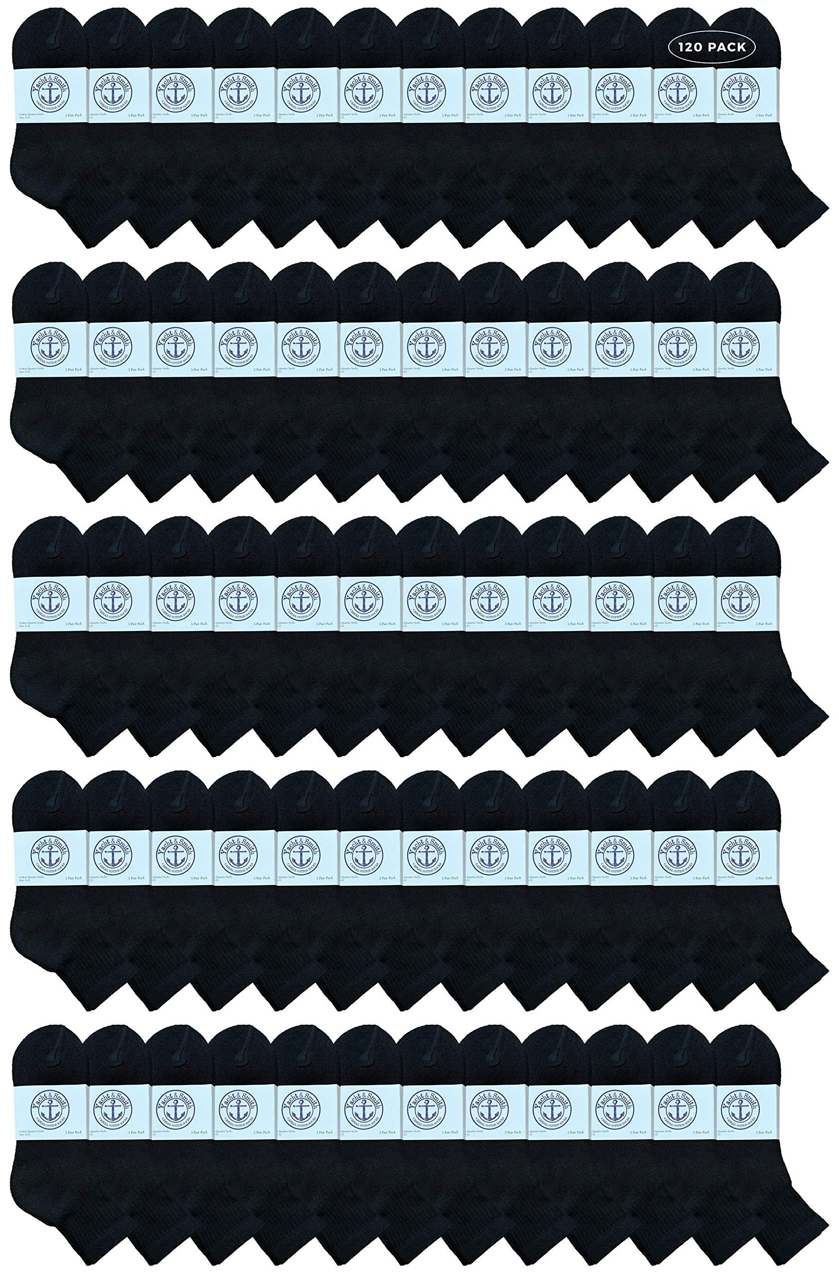 Yacht & Smith 120 Pairs Bulk Women's Mid Ankle Socks - Cotton Athletic Sports Socks for Running, Yoga & Workout (Size 9-21) - Perfect for Gym, Casual Wear & Everyday Comfort