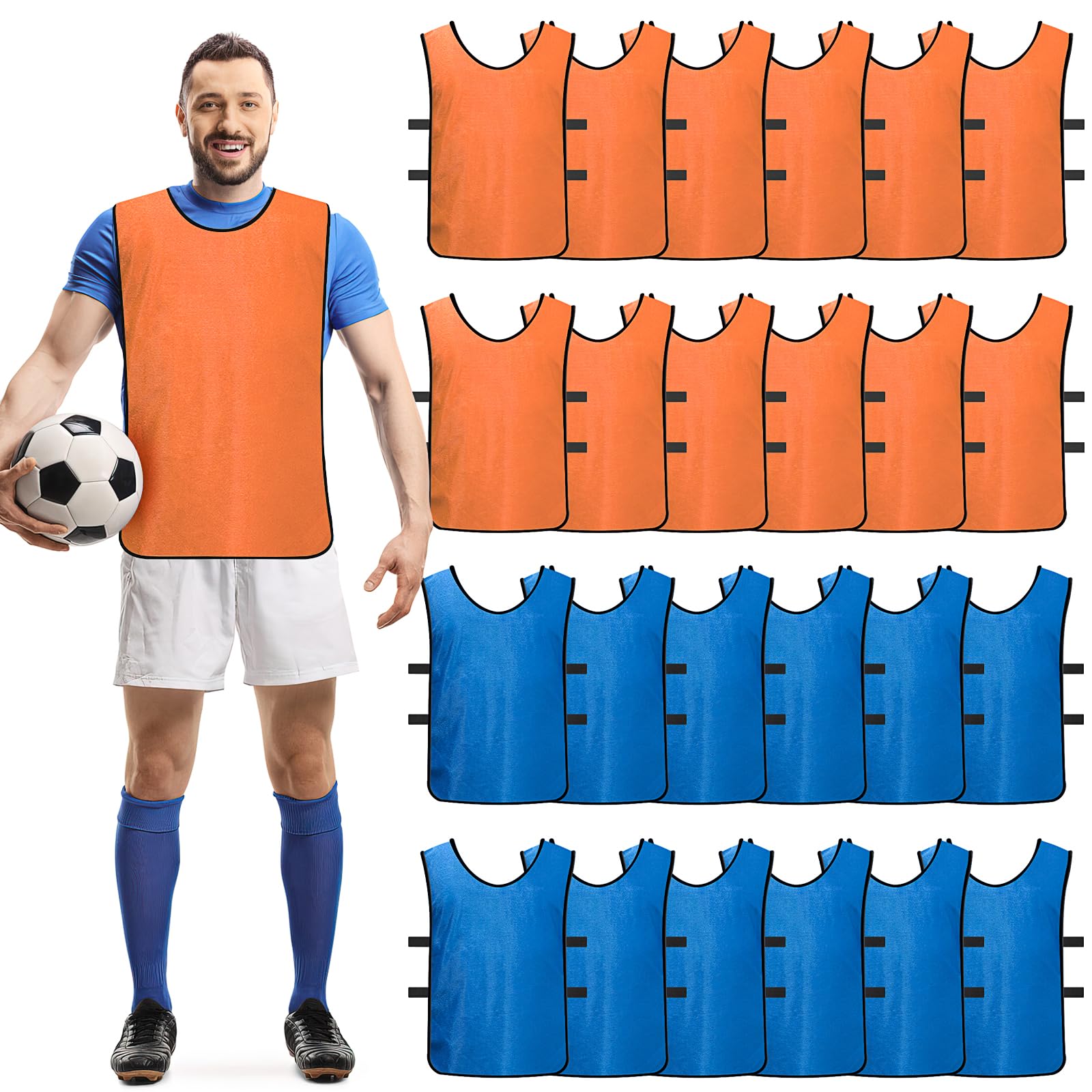 Scrimmage Training Vest 24 Pack - Reversible Soccer Pinnies for Adults & Youth - Breathable Mesh Practice Bibs for Football, Basketball, Rugby - Perfect for Team Drills, PE Classes & Sports Camps