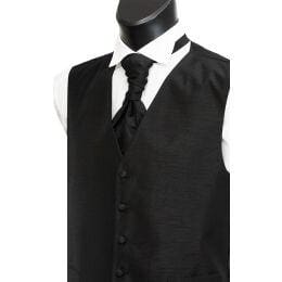 Elegant Black Shantung Waistcoat for Men - Formal Vest for Weddings, Business & Special Occasions