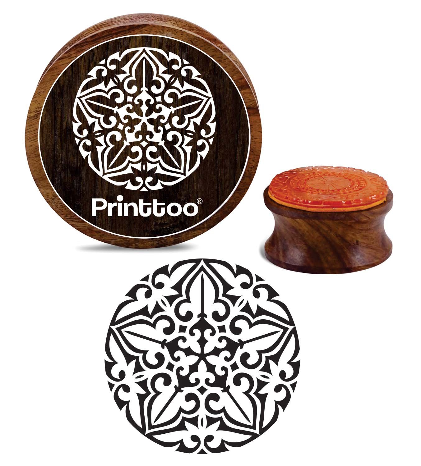 Floral Mandala Wooden Stamp - 2 Inch for Card Making & DIY Crafts