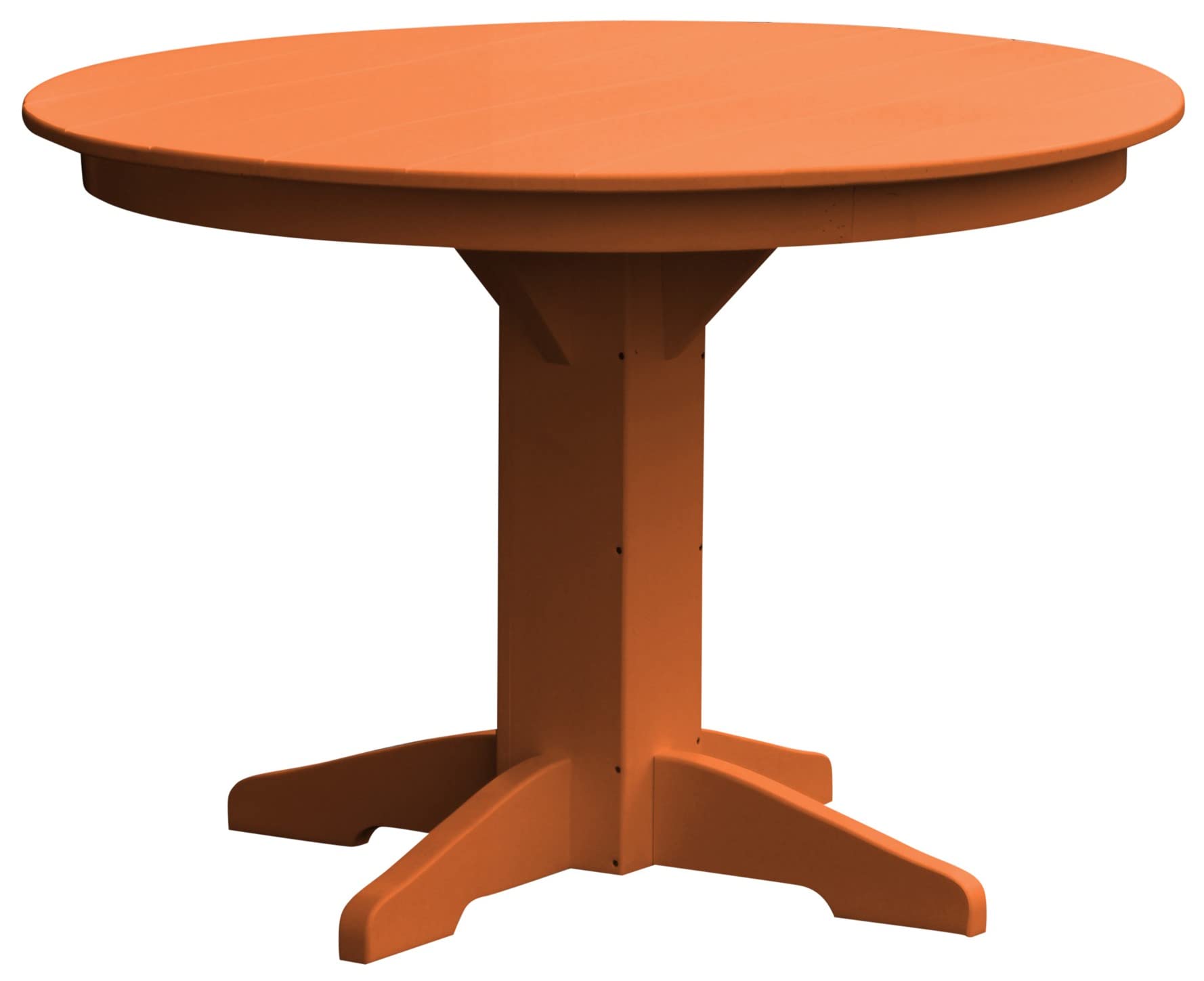 Poly Lumber 44-Inch Round Outdoor Dining Table - Weather-Resistant Orange Patio Furniture for Backyard, Deck & Garden Dining | USA-Made by Furniture Barn