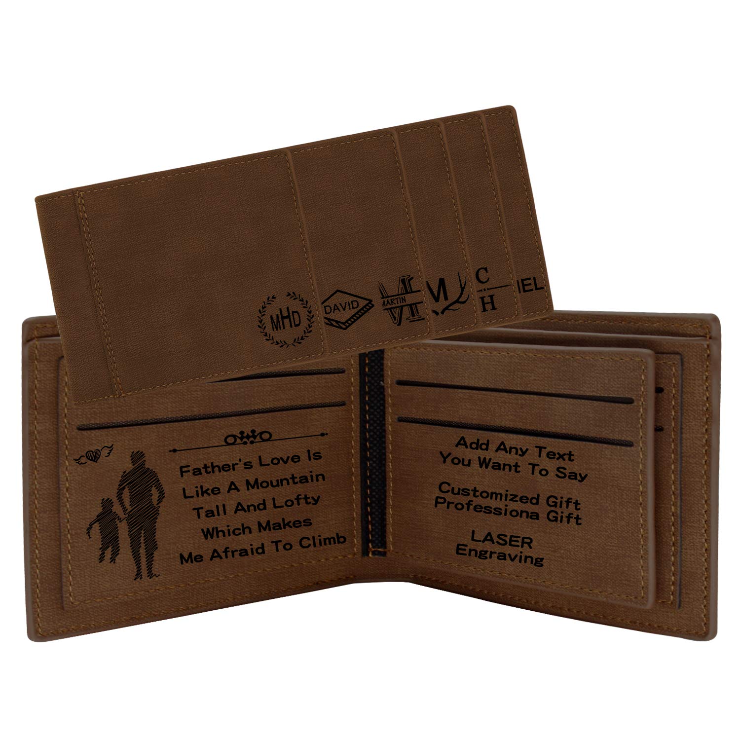 Personalized Leather Wallets for Men - Custom Engraved Monogram Wallet with RFID Protection | Perfect Gift for Dad, Husband & Boyfriend | Business, Travel & Everyday Use