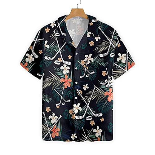 HYPERFAVOR Men's & Women's Cool Hockey Shirts - Short Sleeve Button Down Hockey Jersey - Unique Hockey Fan Gifts for Players & Coaches - Perfect for Game Day, Practice & Casual Wear