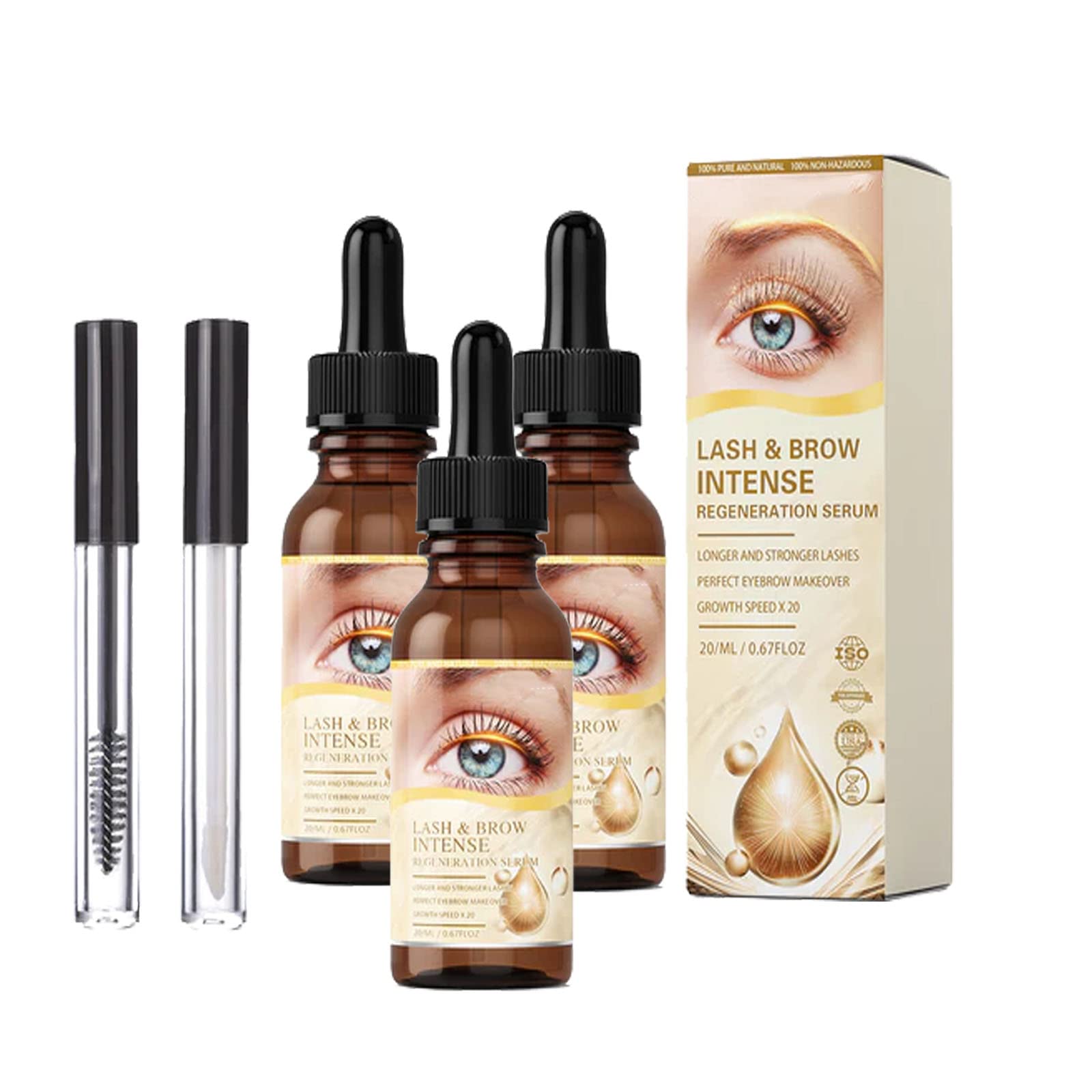 Shinwink Eyelash Growth Serum & Eyebrow Enhancer - 20ml Lash & Brow Booster for Longer, Thicker Lashes - Natural Regeneration Formula (3 Pack) - Perfect for Daily Use & Special Occasions