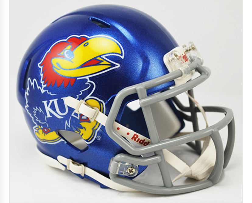 Kansas Jayhawks Riddell Speed Authentic Mini Football Helmet - Collectible Sports Memorabilia for Fans, Display & Gifts