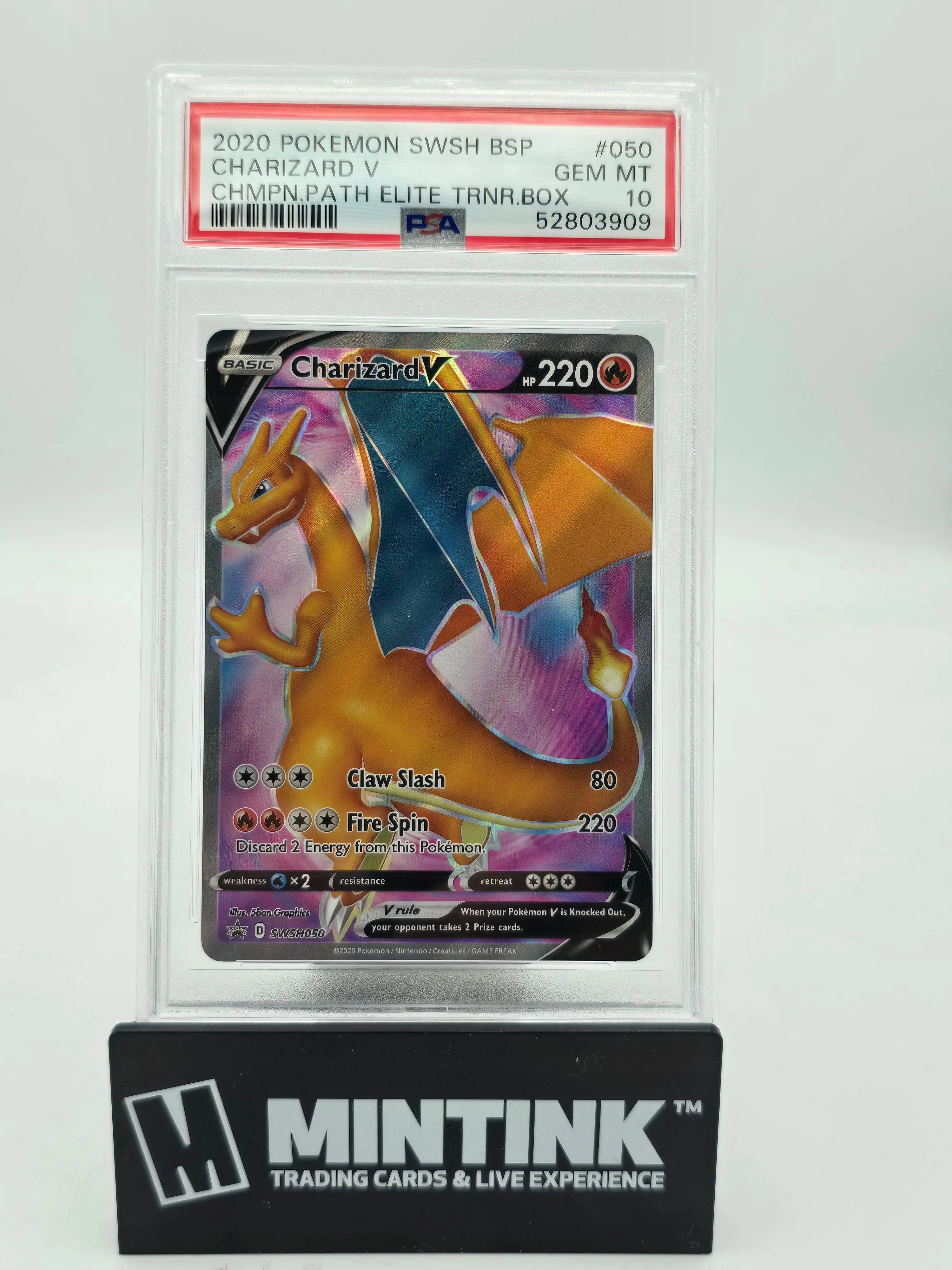 2020 Pokemon Sword & Shield Black Star Promo Charizard V Champion's Path ETB PSA 10 #SWSH050 - Rare Collectible Card for Trading & Gaming Enthusiasts