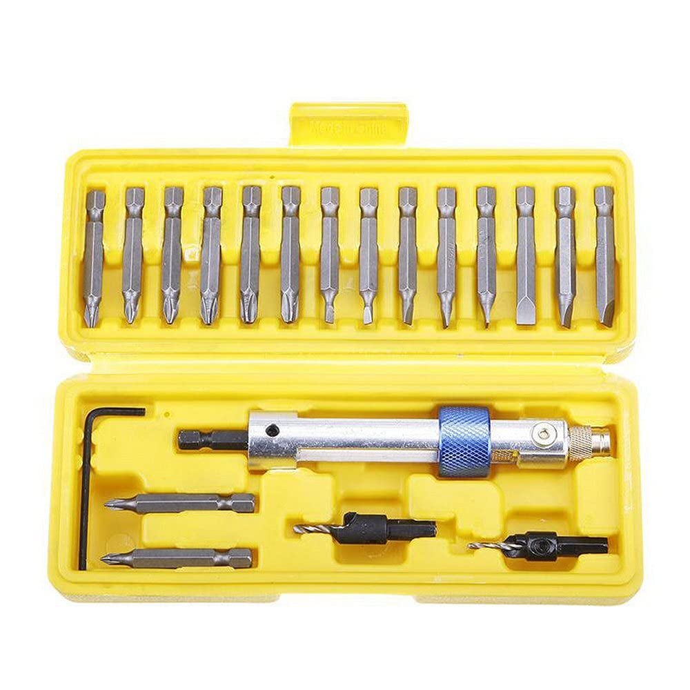20pc HSS Swivel Head Quick-Change Drill Bit Set - High Speed Steel Screwdriver & Drill Driver Tool Kit for Wood, Metal & Plastic - Perfect for DIY Projects, Home Repairs & Construction Work