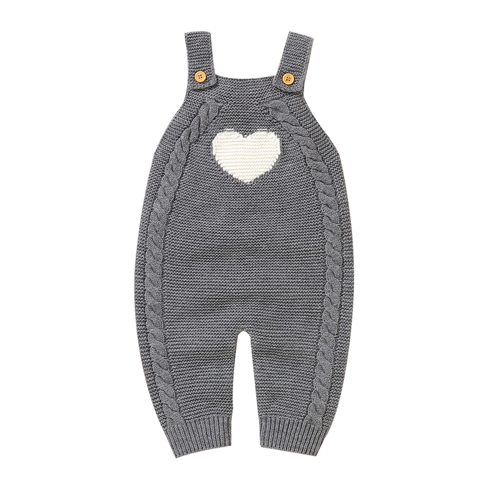ZHICHUANG Newborn Baby Knit Romper - Soft Cotton Sleeveless Jumpsuit for Boys & Girls - Heart Pattern Winter Warm Outfit - Perfect for Family Photos, Holiday Gifts & Cozy Indoor Wear