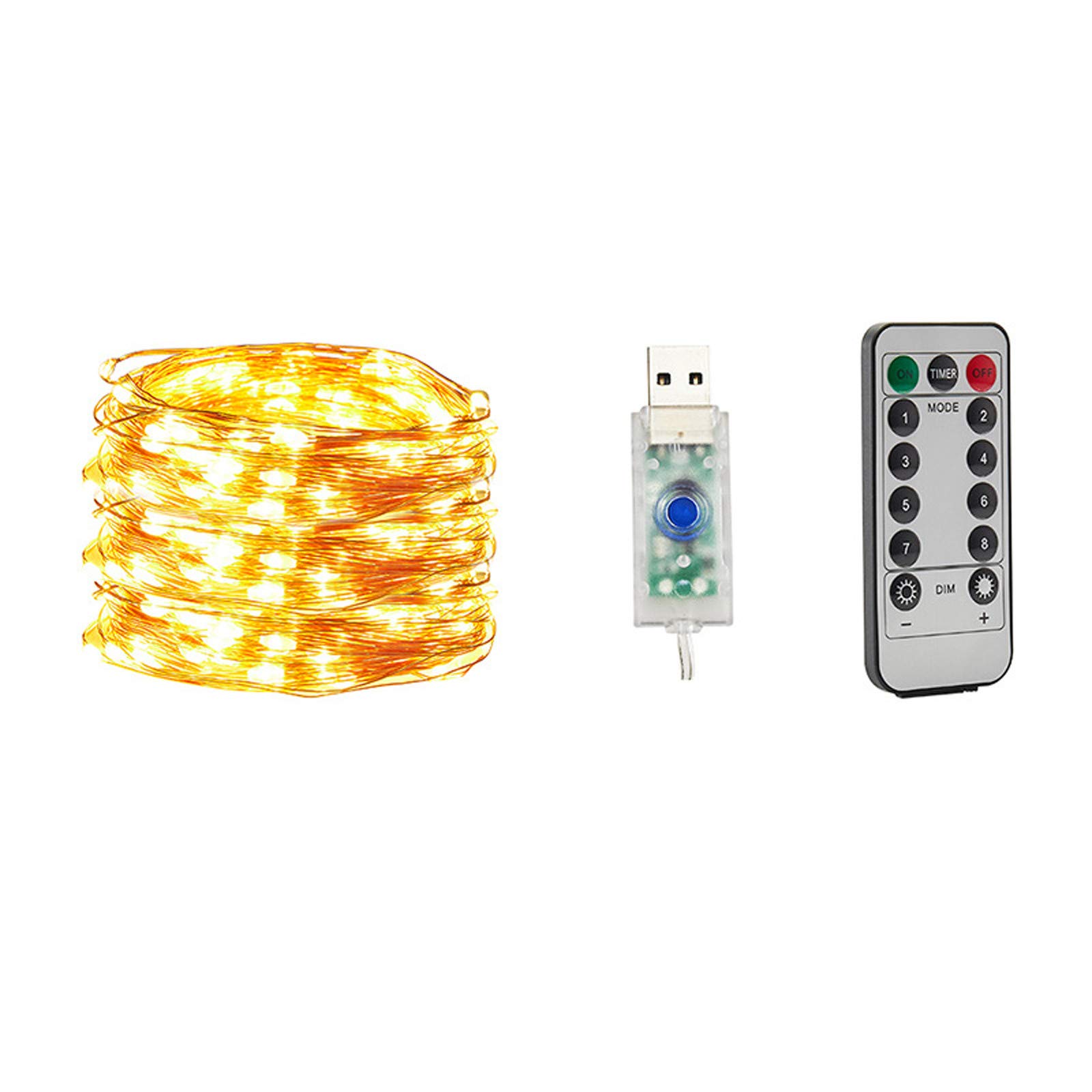 Boddenly 20m 200LEDs USB Powered Waterproof IP65 Warm White LED String Lights - Perfect for Bedroom, Party, Christmas, Wedding, and Outdoor Decor
