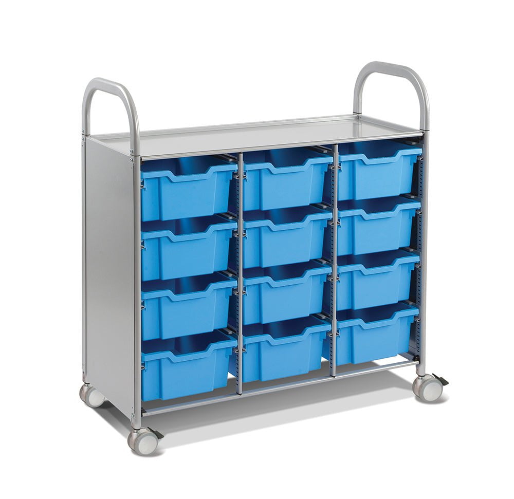 Gratnells Callero Plus Treble Cart with 12 Deep Trays - Heavy-Duty Mobile Storage for Classrooms, Offices & Craft Rooms