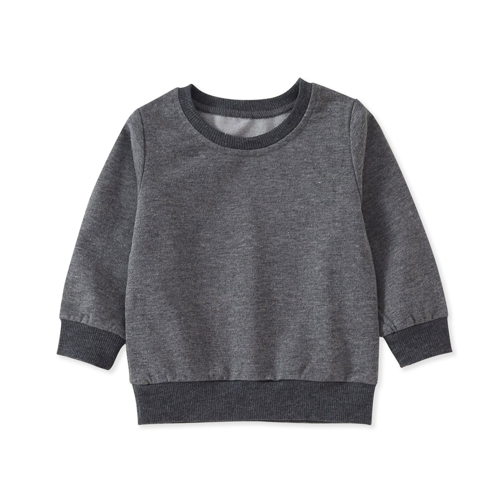 PatPat Baby Boys' Long Sleeve Solid Color Sweatshirt | Soft Crewneck Pullover Sweater for Infants | Perfect for Playtime & Family Outings