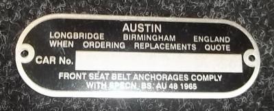 Austin Chassis Plate Mini MK1/2 - High-Quality Replacement Part for Mini Cooper Classic Cars | Perfect for Restoration & Performance Upgrades