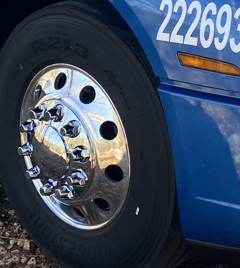Fortpro 2-Pack Semi Truck Chrome Front Axle Wheel Cover Kit with 33mm Thread-On Nuts | Hub Caps F245694 | Durable Protection & Stylish Upgrade for Semi Trucks & Trailers