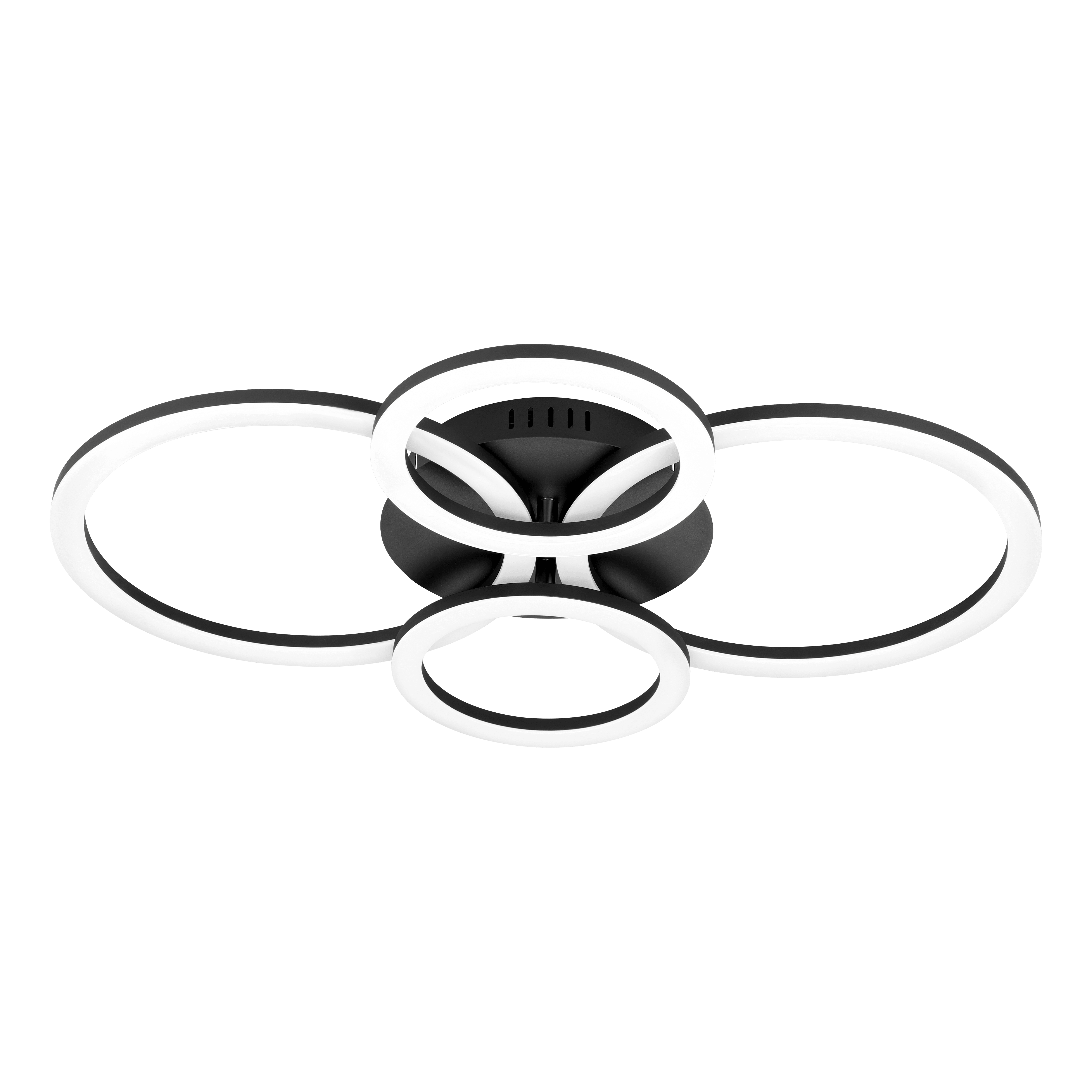 Eglo Connect Parrapos Z Smart LED Flush Mount Ceiling Light - 4 Circle Design in Black & White - Perfect for Modern Living Room, Bedroom, or Office Lighting