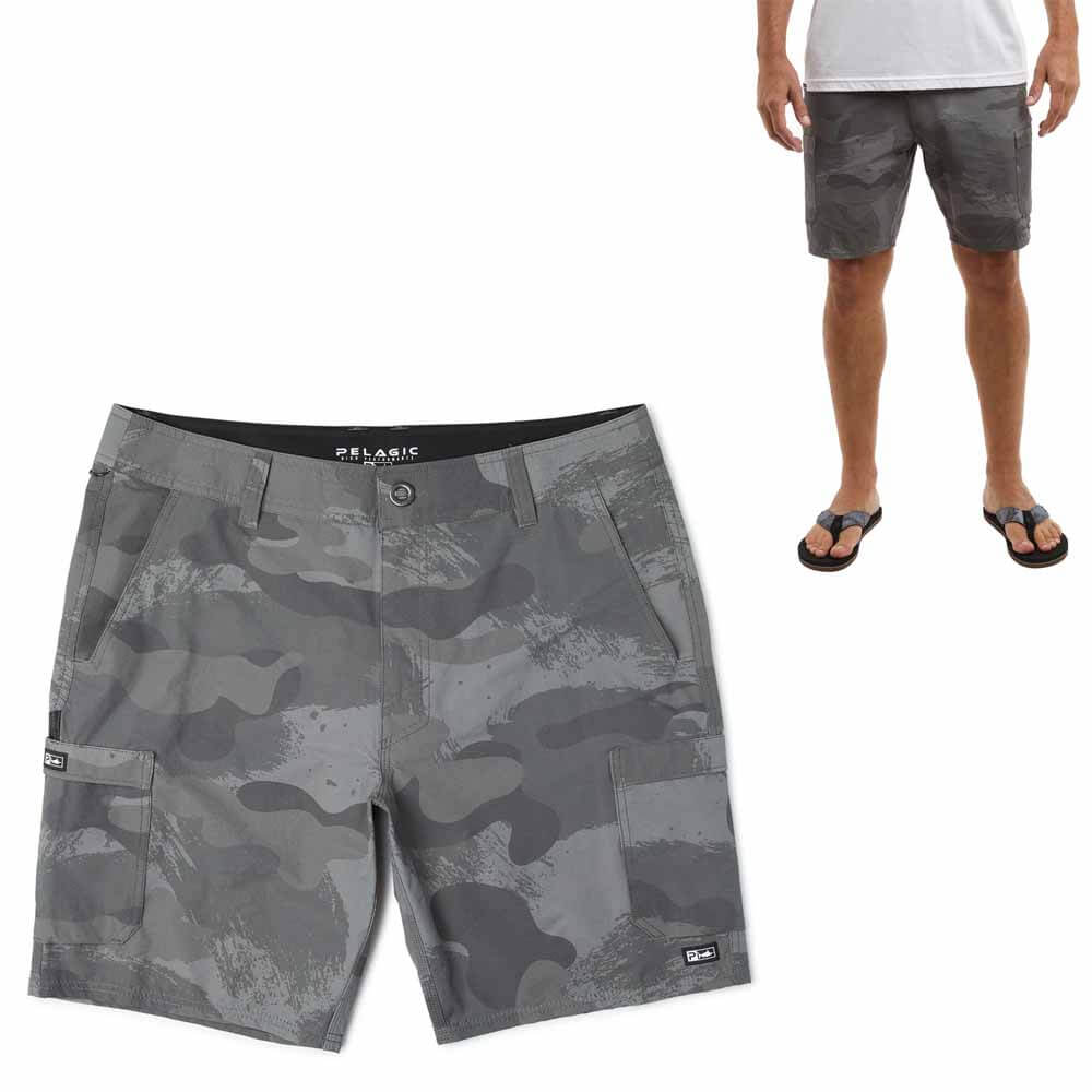 Pelagic Maderio Cargo Graphite Shorts for Men - Lightweight Quick-Dry Outdoor Hiking & Travel Shorts - Perfect for Camping, Fishing and Summer Adventures