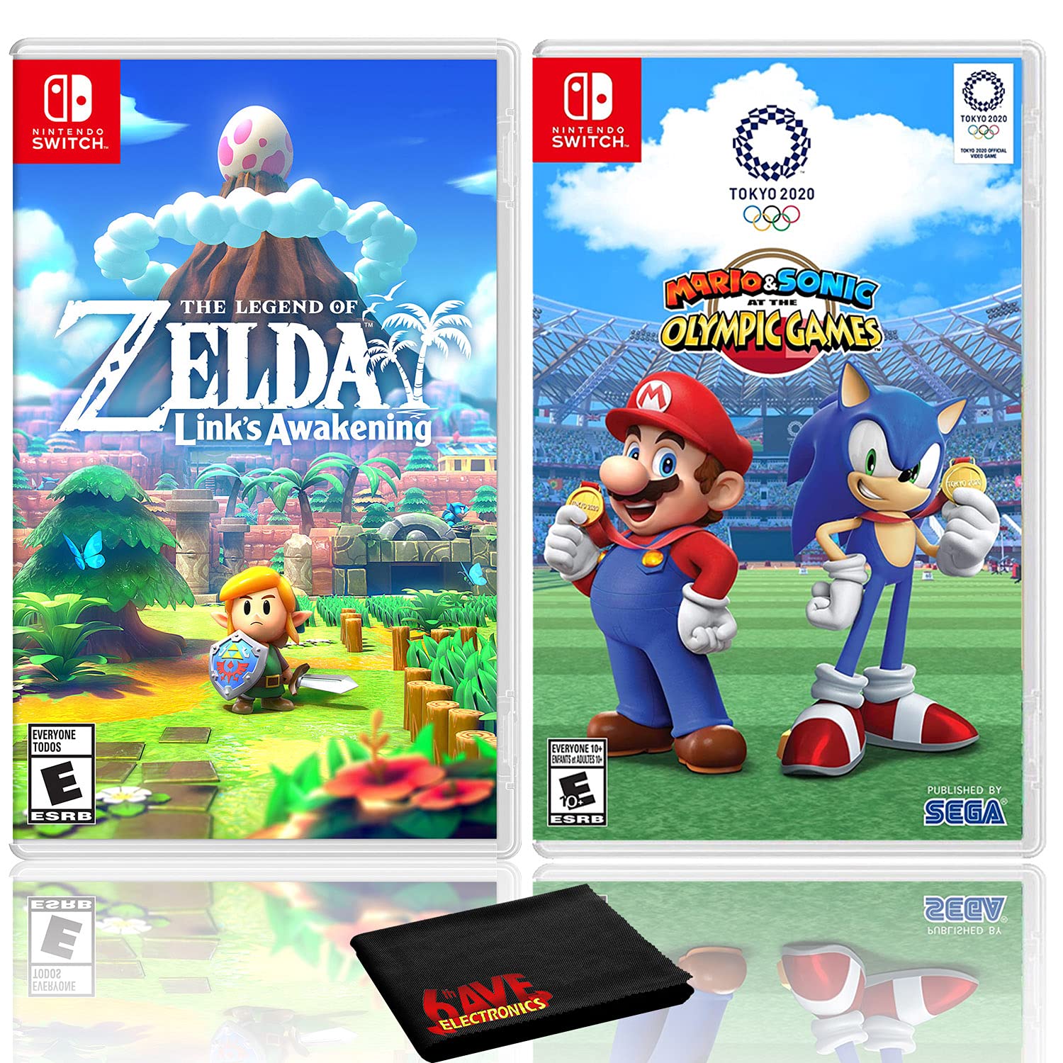 Nintendo Switch Bundle - The Legend of Zelda: Link's Awakening & Mario & Sonic at Tokyo 2020 Olympic Games | Adventure & Sports Video Games for Kids & Adults | Perfect for Family Game Nights & Travel Entertainment