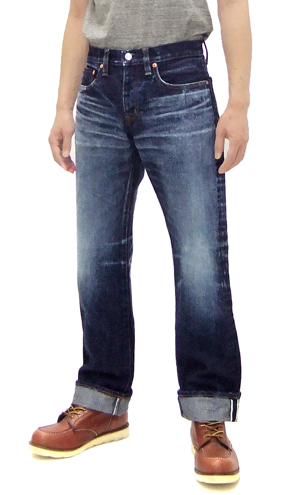 Kojima Genes Men's Pre-Faded 23 Oz. Selvedge Denim Jeans - Regular Fit Straight Leg RNB108UW | Vintage Style Raw Denim for Casual Wear & Street Fashion