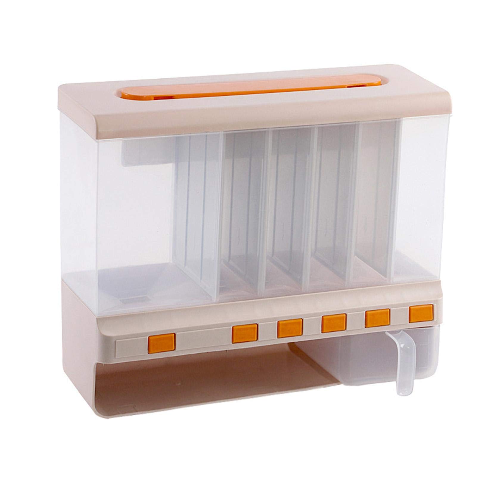 6-Grid Cereal Dispenser - Stackable Dry Food Storage Container for Cereal, Rice, Nuts, Coffee, Snacks - BPA-Free Kitchen Organization Solution - Perfect for Pantry, Office, or Dorm Room Storage