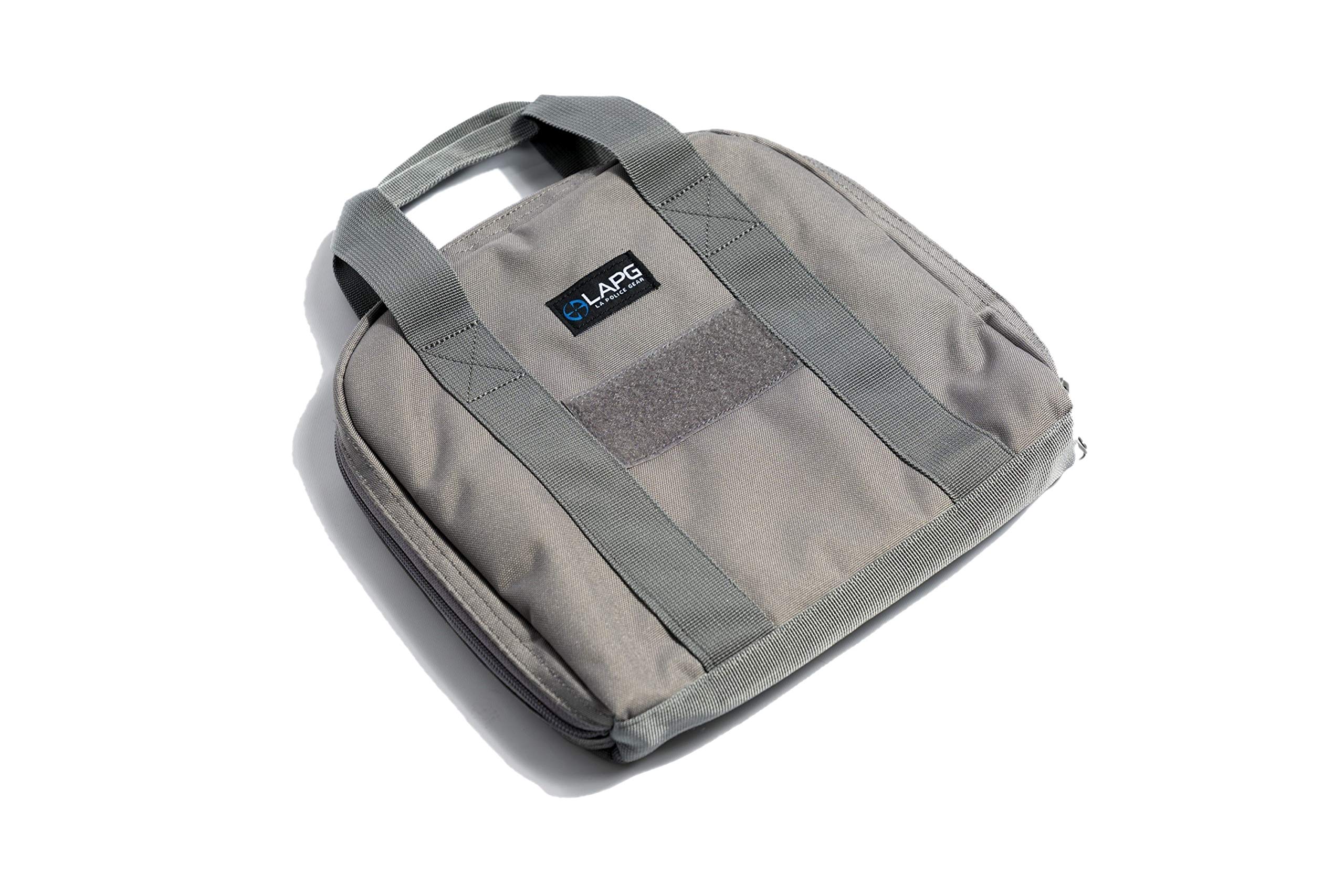 LA Police Gear Tactical Soft Pistol Case - Durable Nylon Handgun Storage & Small Electronic Gear Organizer (Grey) - Perfect for Range Days, Travel & Secure Firearm Transport