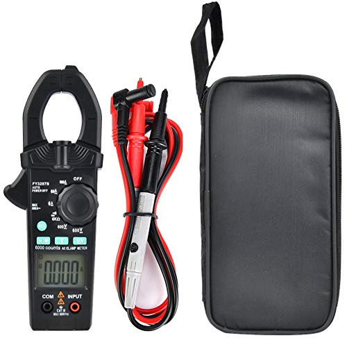 Digital Clamp Meter 6000 Count - High Precision 600V/600A AC DC Current Tester | Portable Multimeter for Electrical Testing in Labs, Factories, Home DIY & Electronics Repair