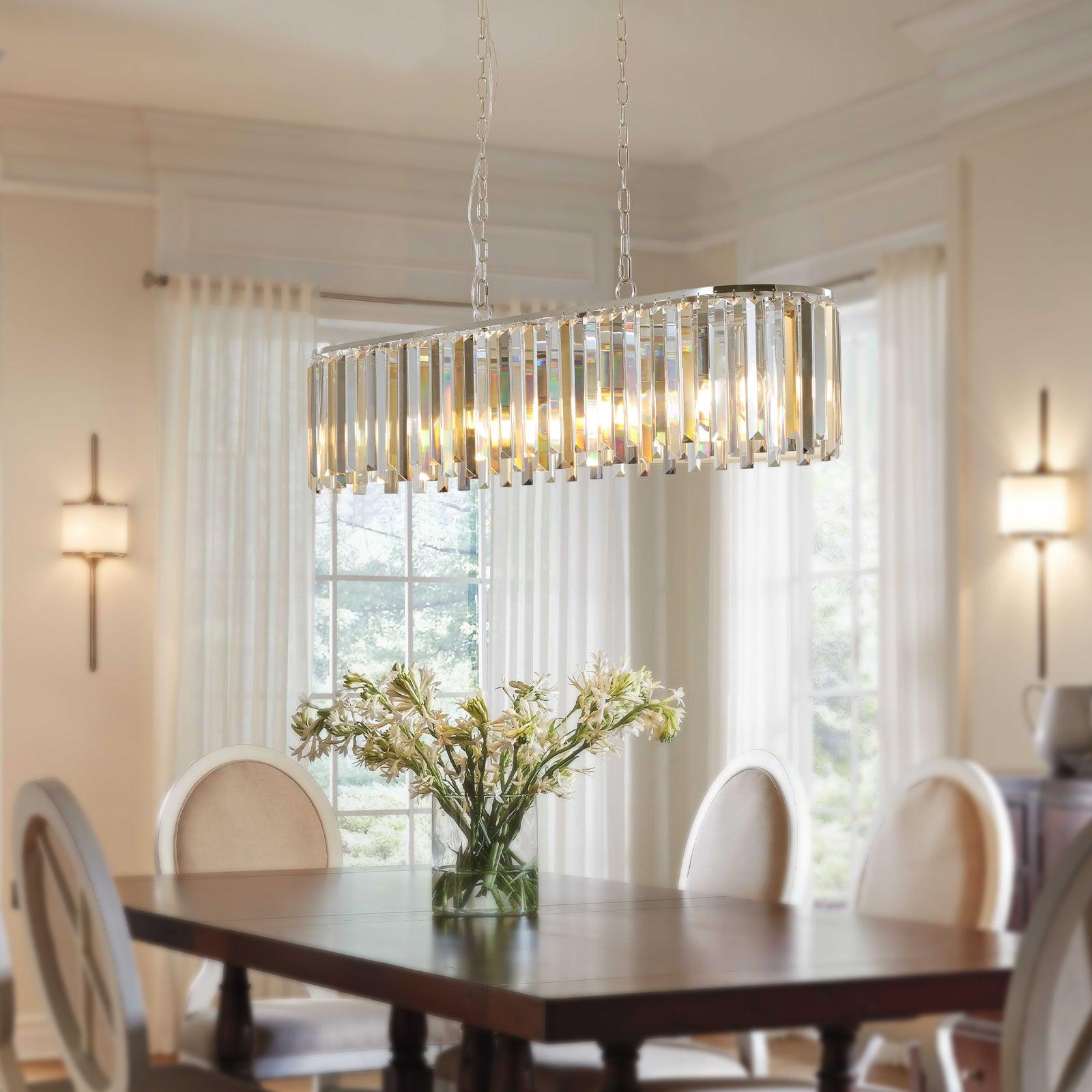 Elegant 39-Inch Crystal Ceiling Chandelier with Metal Frame & K9 Crystals - Perfect for Dining Room, Living Room, or Bedroom Lighting Decor