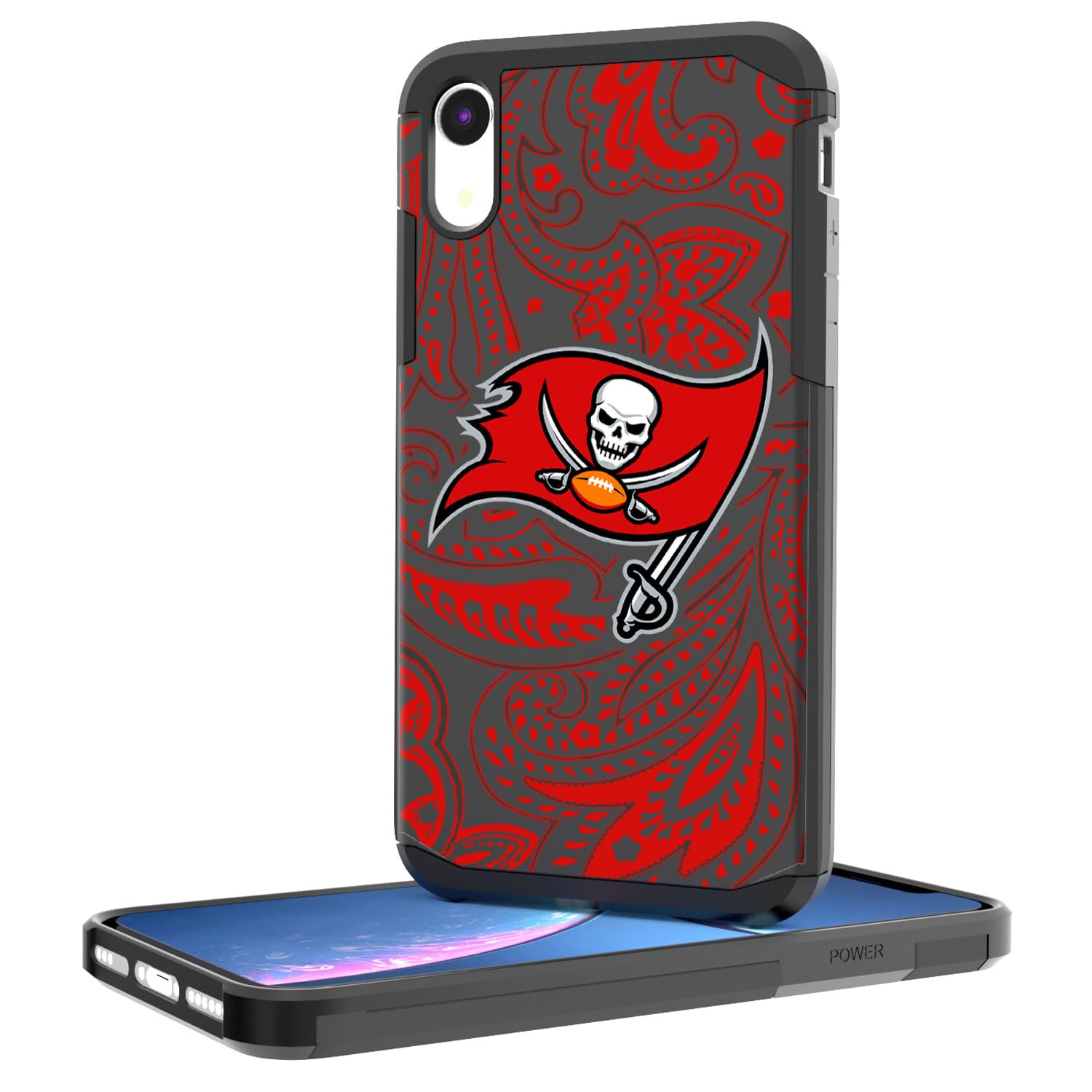 Tampa Bay Buccaneers iPhone Case - Shockproof Rugged Paisley Design for iPhone 14/13/12/11 Pro Max - Perfect for Game Day & Outdoor Adventures
