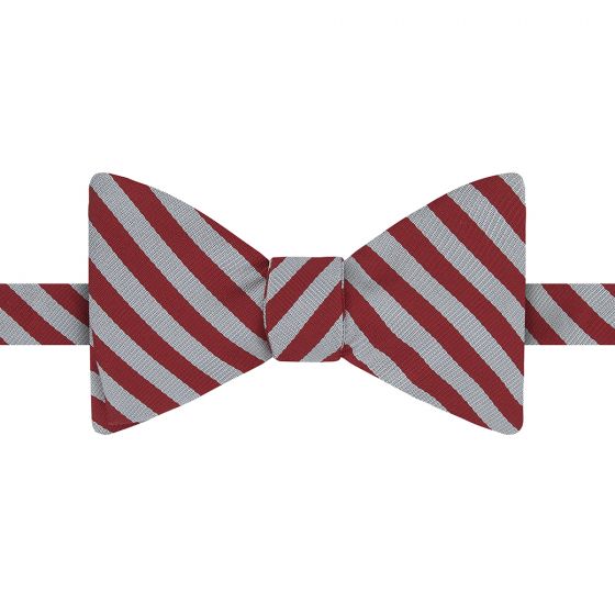 Elegant Middle Temple Stripe Red and Silver Silk Bow Tie for Men - Perfect for Weddings, Formal Events & Black Tie Occasions