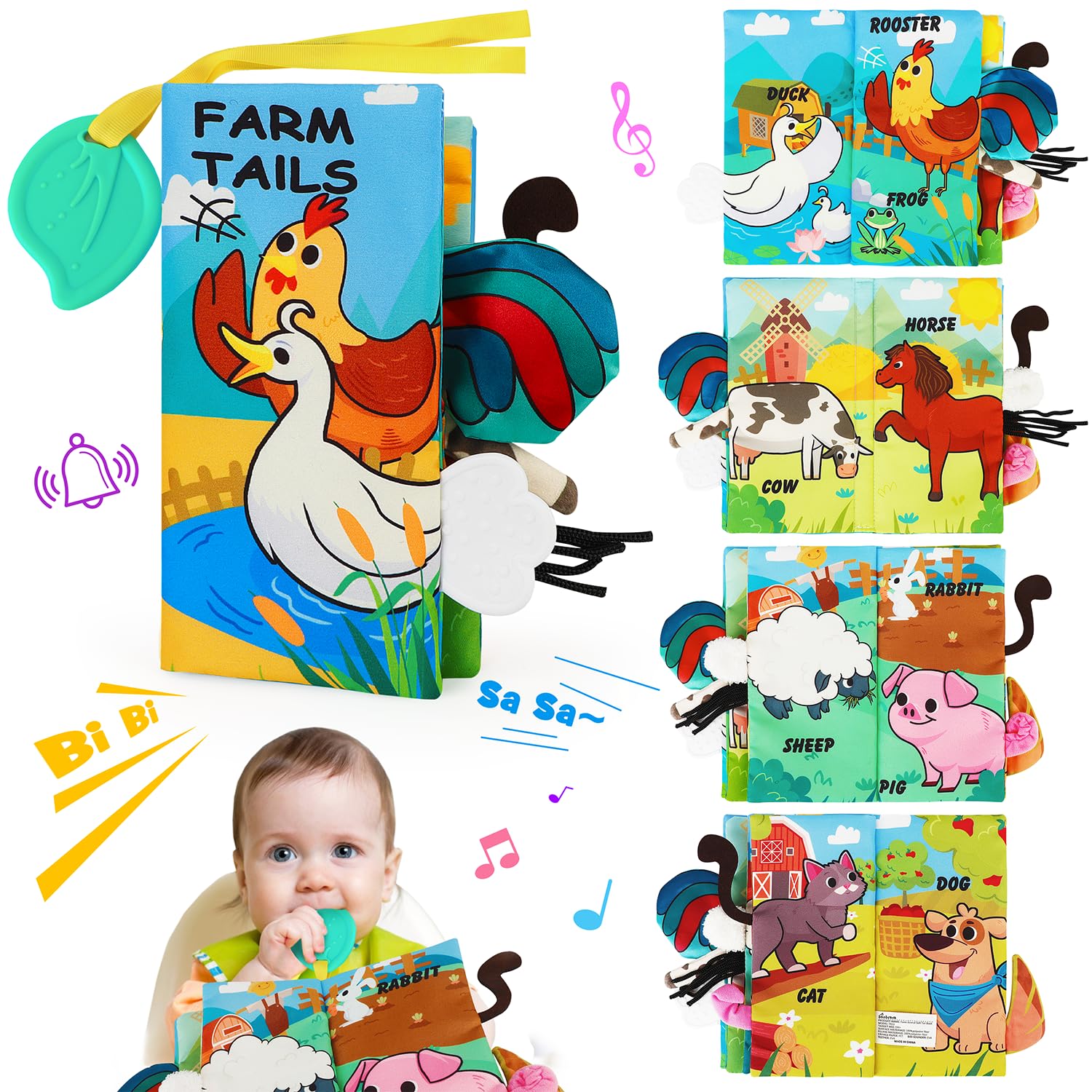 Best Baby Crinkle Books & Tummy Time Toys for Newborns 0-6 Months - Soft Touch & Feel Early Learning Books, Perfect Shower Gift for Baby Boys & Girls, Developmental Infant Toys for Stroller, Playtime & Sensory Exploration