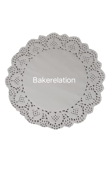 Bakerelation 4.5 Inch White Lace Paper Doilies - 100 Pack Round Decorative Placemats for Cake Packaging, Dessert Displays, and Party Table Settings