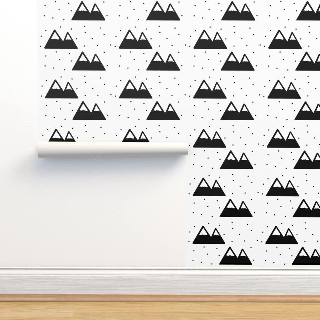 Peel & Stick Removable Wallpaper 12ft x 2ft - Black Mountain Snow Peaks Design | Gender Neutral Nursery, Hipster Home Decor | Easy DIY Application for Bedrooms, Living Rooms & Offices