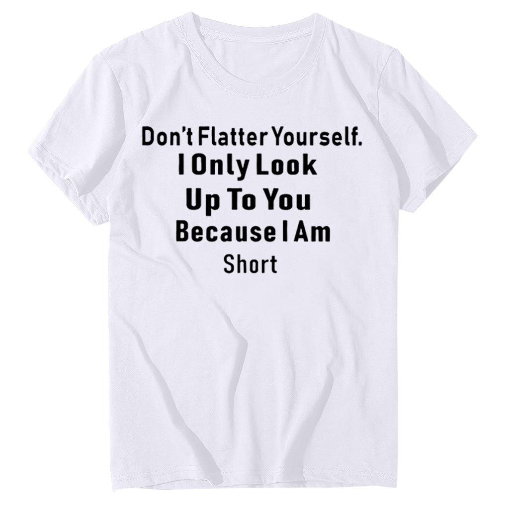 Women's Casual Short Sleeve T-Shirt - Loose Fit Round Neck Letter Print Blouse Top (White, XXL) | Perfect for Summer Outfits, Beach Wear & Everyday Fashion