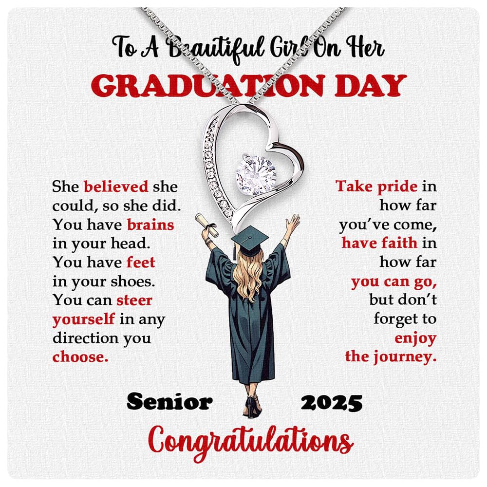 Larvincy 2025 Graduation Necklace - Heartfelt Jewelry Gift for Her, Perfect for High School & College Graduation Gifts