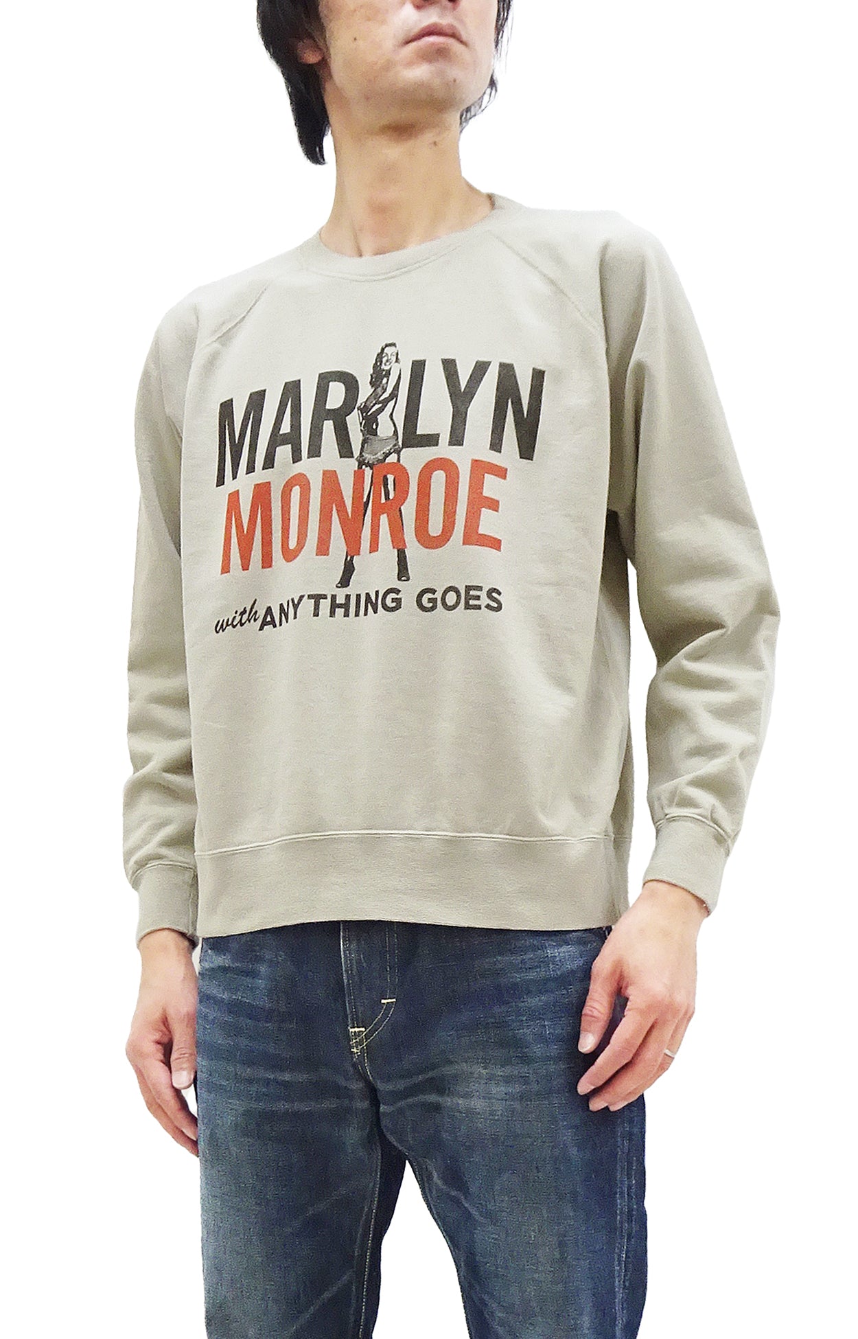 TOYS McCOY Men's Marilyn Monroe Graphic Long Sleeve French Terry Sweatshirt - Vintage Inspired Casual Pullover (TMC2358-041, Faded Sand Beige) | Perfect for Streetwear, Retro Fashion & Everyday Comfort