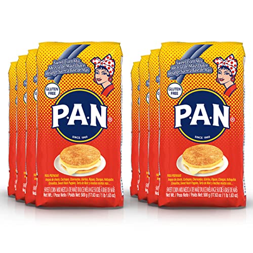 P.A.N. Sweet Corn Mix – Gluten Free Cornmeal for Cachapas, Arepas & Empanadas (1.1 lb / Pack of 8) – Perfect for Latin American Cooking, Baking & Traditional Recipes