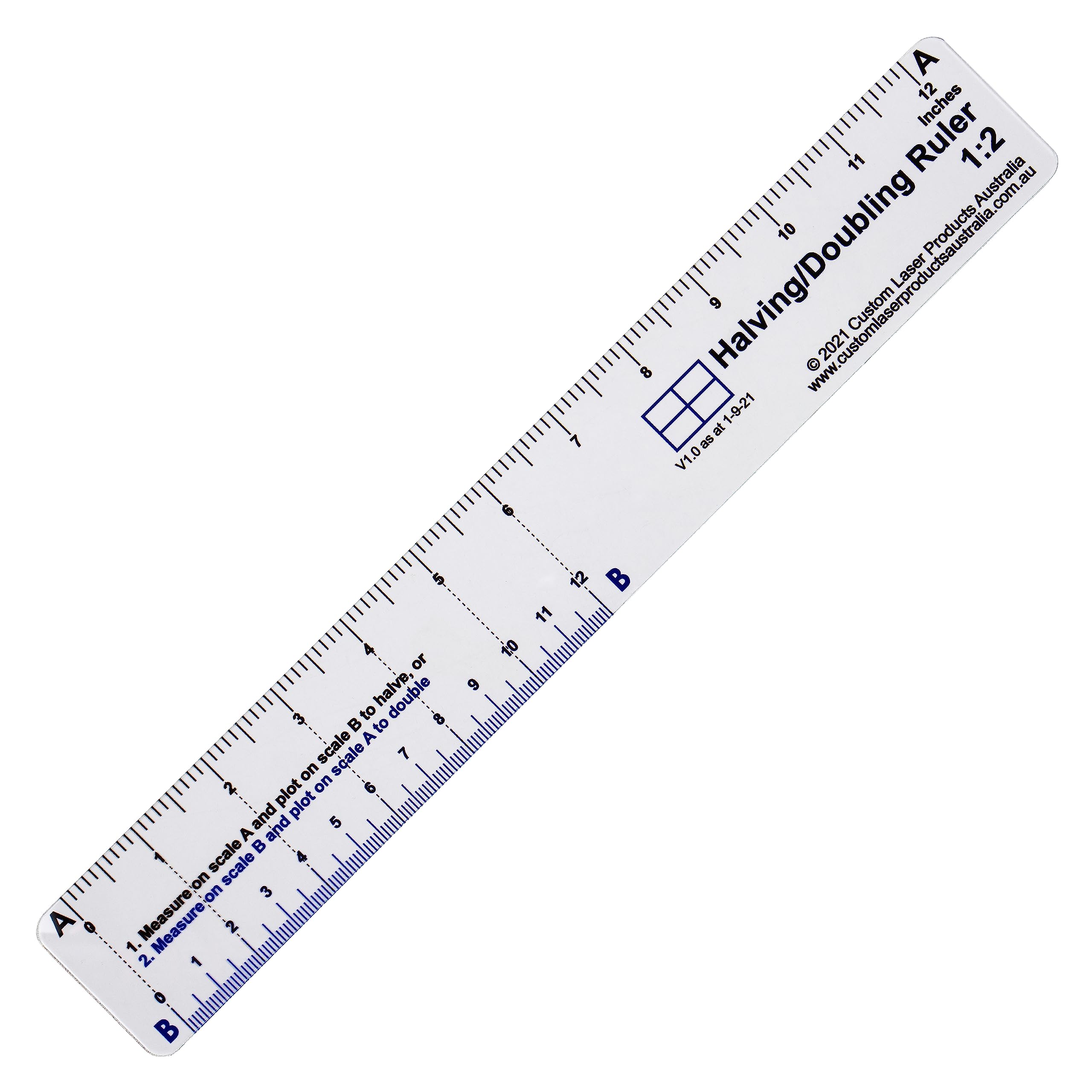 12 Inch Flexible No-Math Halving Doubling Clear Plastic Ruler - Perfect for Students, Artists & DIY Projects | Easy Measurement Tool for School, Office & Crafting