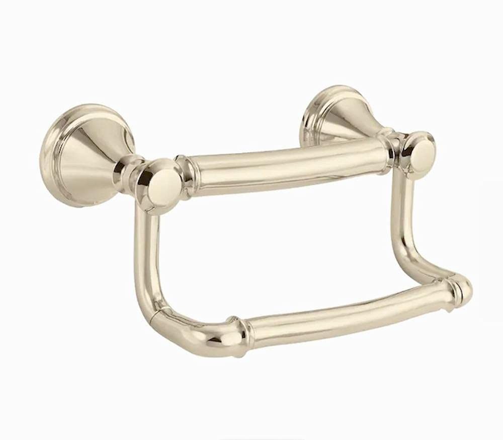 Polished Nickel Toilet Paper Holder Stand - Modern Bathroom Storage & Organization for Toilet Paper Rolls - Perfect for Home, Office, and RV Bathroom Decor