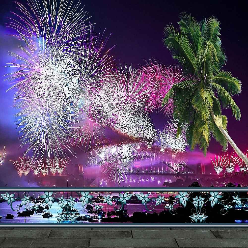 GladsBuy 10'x10' Fireworks Backdrop - Balcony & Landscape Photography