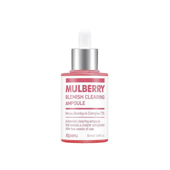 A'PIEU Mulberry Blemish Clearing Ampoule 50ml - Korean Skin Brightening Serum for Acne Scars & Dark Spots - Perfect for Nighttime Skincare Routine & Hyperpigmentation Treatment