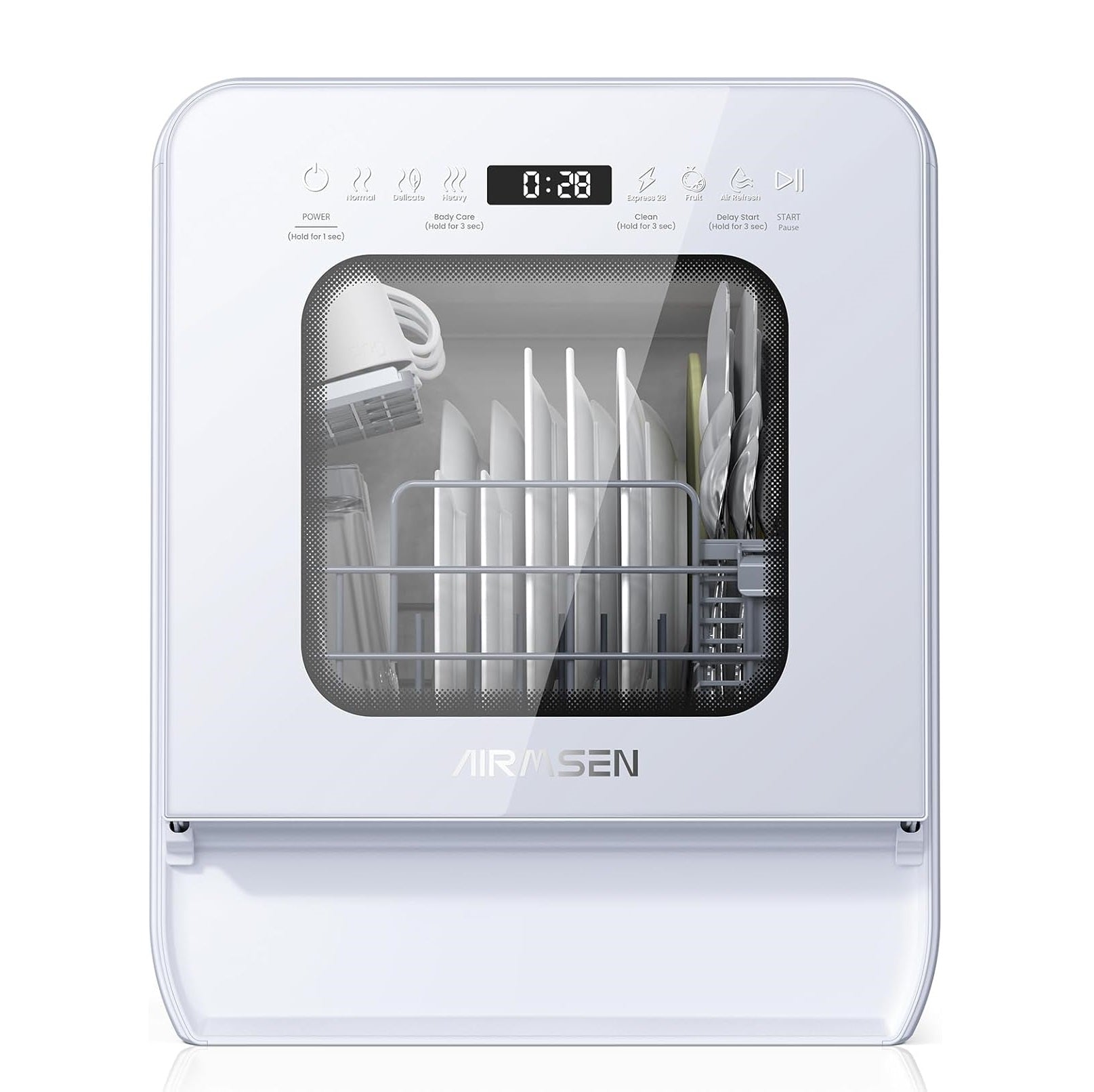 Portable Countertop Dishwasher with Built-in Water Tank - Compact 3 Place Setting Mini Dishwasher for Small Kitchens, Apartments, RVs & Dorms - Energy Efficient & Quiet Cleaning Solution