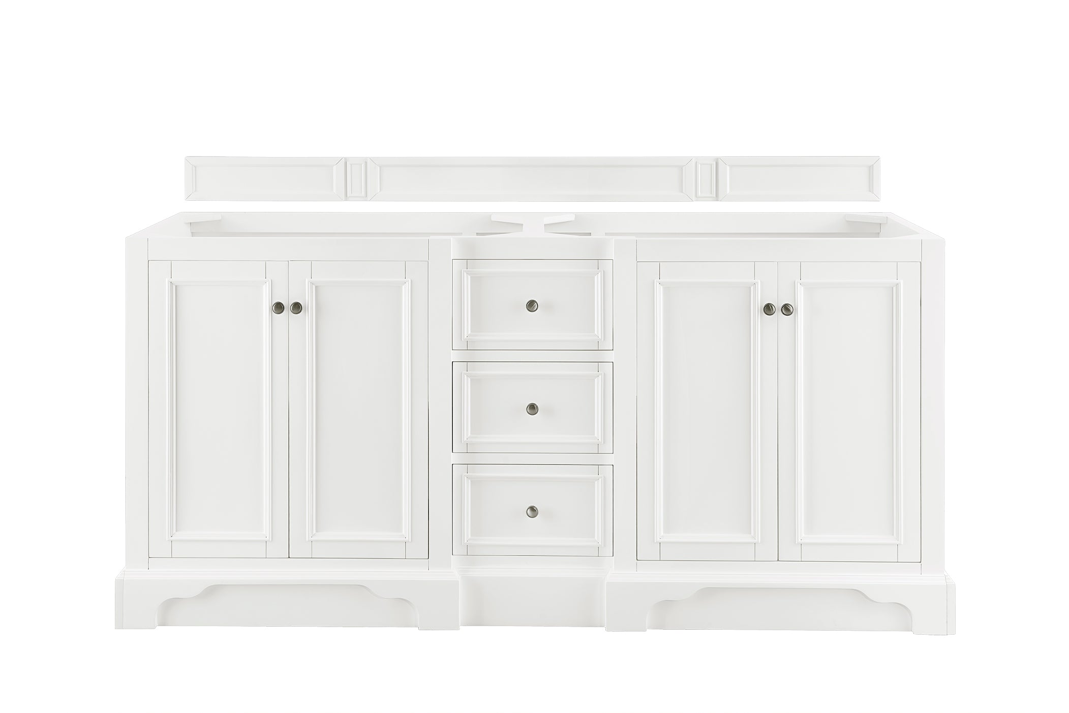 De Soto 72 Inch Double Vanity in Bright White - Modern Bathroom Sink Cabinet with Soft Close Doors & Drawers for Master Bath or Guest Bathroom