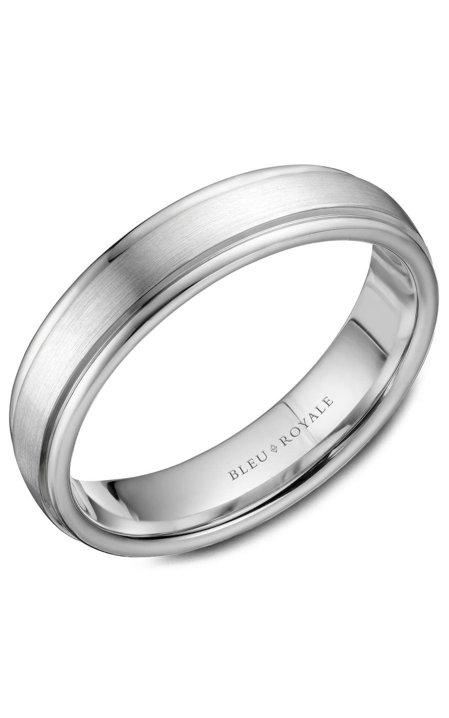 Bleu Royale Men's Wedding Band Ring RYL 058W55 - 14K White Gold Classic Comfort Fit Band for Grooms, Engagement & Anniversary Gifts