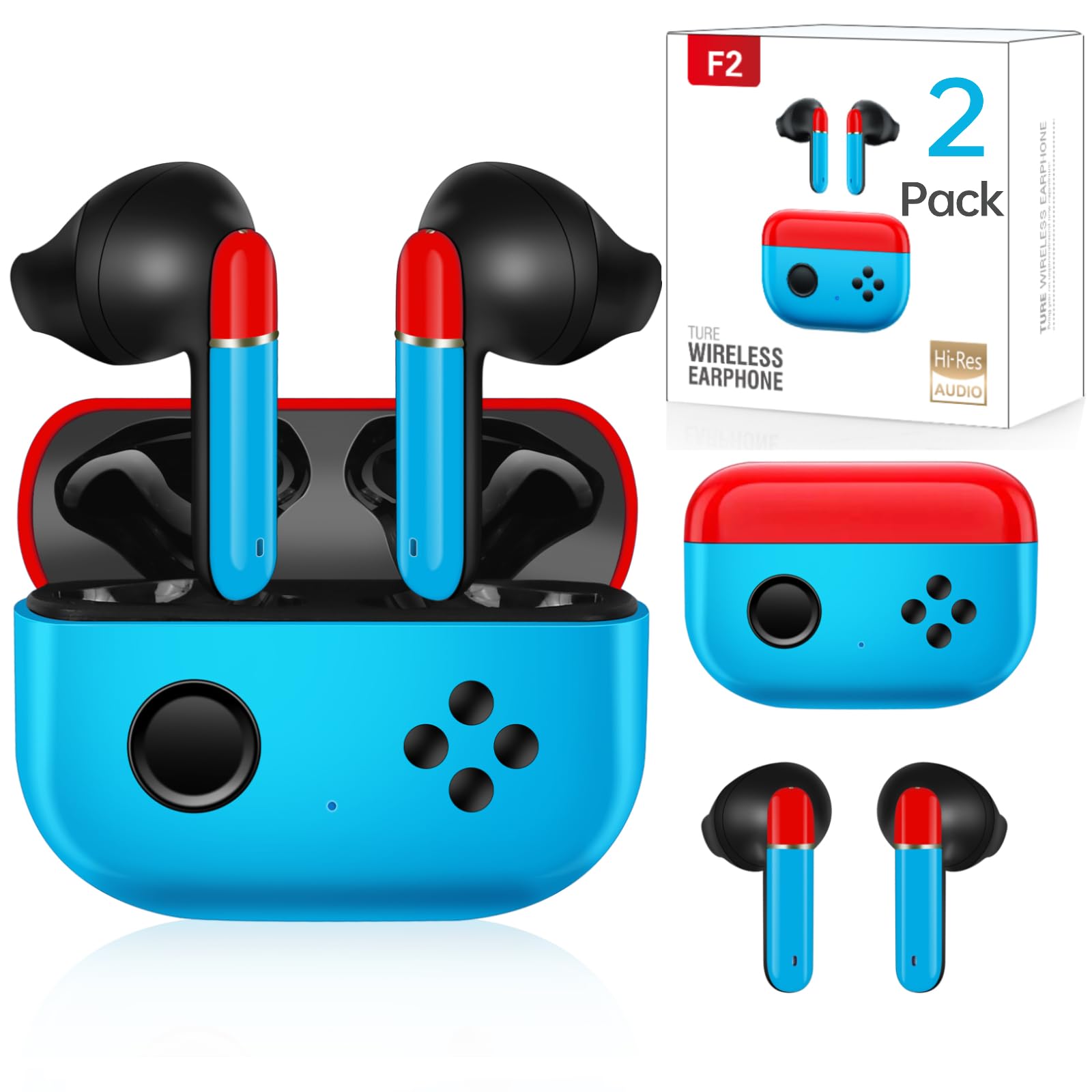 2 Pack Kids Wireless Earbuds Bluetooth 5.3 with Touch Control & Charging Case - Noise Cancelling Headphones for Children & Adults | Perfect for School, Sports, Travel & Gift Giving